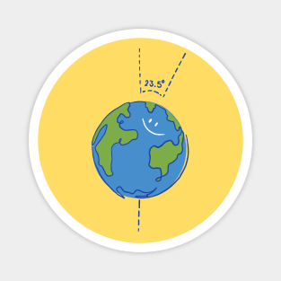 23.5 Earth on Ongsa Tote bag - Yellow Background | Tilt - The world is tilted 23.5 degree 23point5 MilkLove OngsaSun Magnet